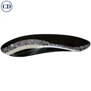 Contemporary Italian Black and White Murano Art Glass Mosaic Curved Centerpiece 