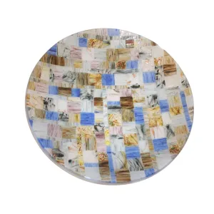 Contemporary Italian Blue Pink Yellow Copper Murano Art Glass Mosaic Centerpiece 