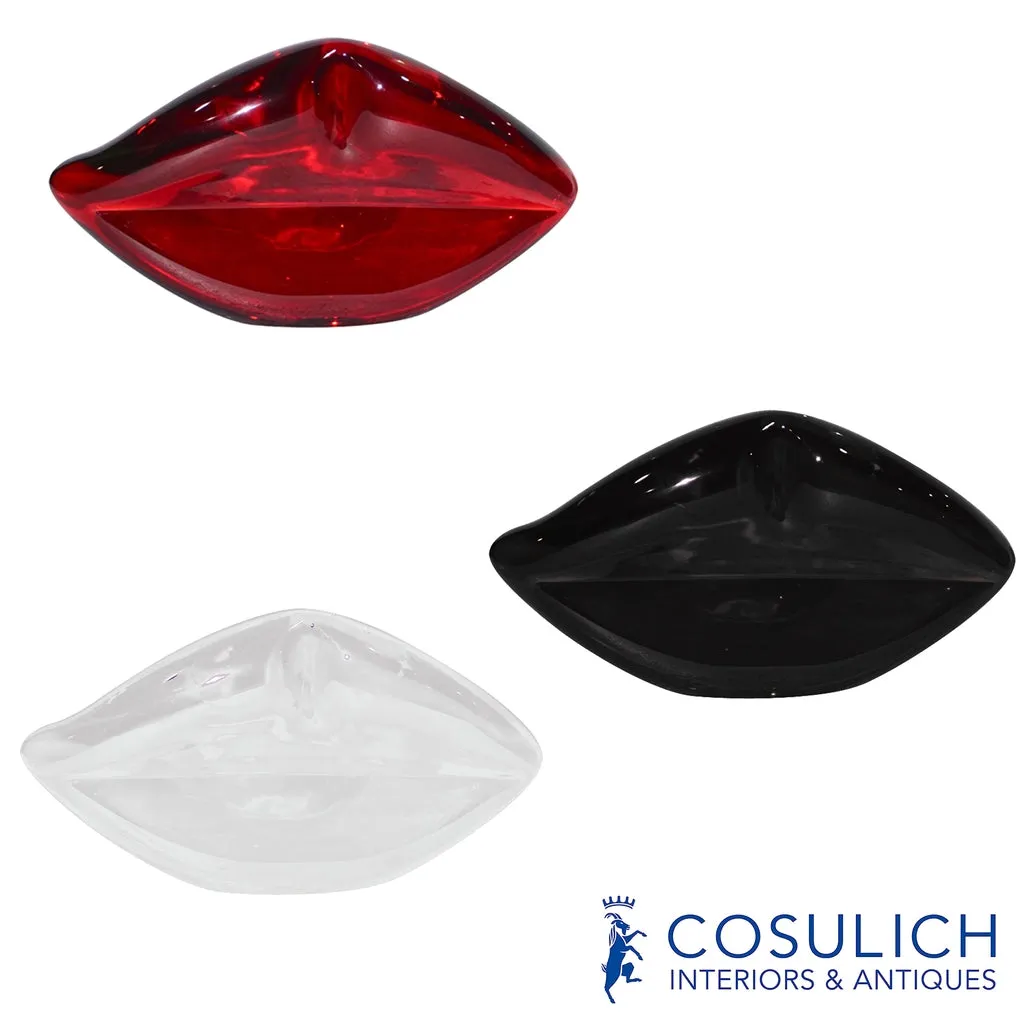 Contemporary Italian Crystal Murano Glass Lips Decorative Art Modern Sculpture