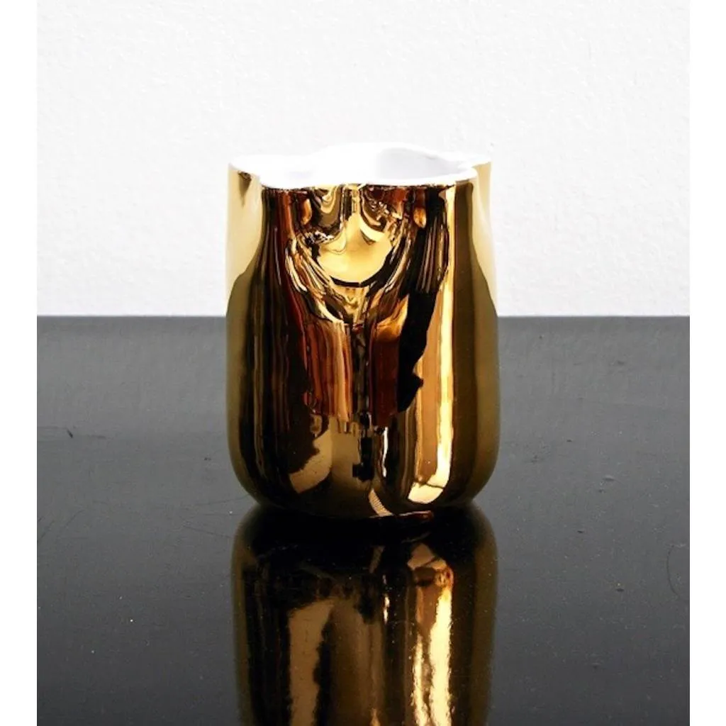 Contemporary Italian White Ceramic Tumblers Decorated with Pure Platinum or Gold
