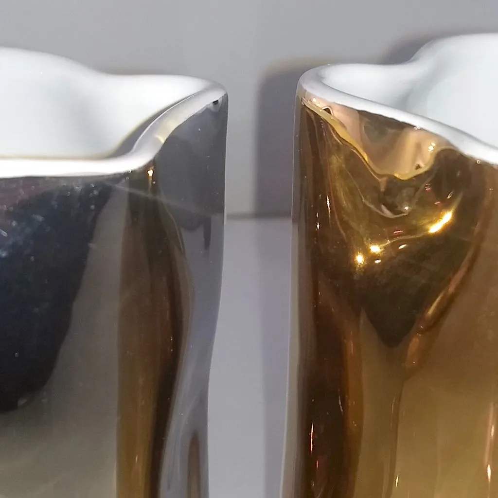 Contemporary Italian White Ceramic Tumblers Decorated with Pure Platinum or Gold