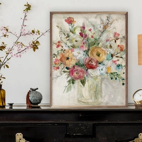 Contemporary Bouquet Wood Framed Print 