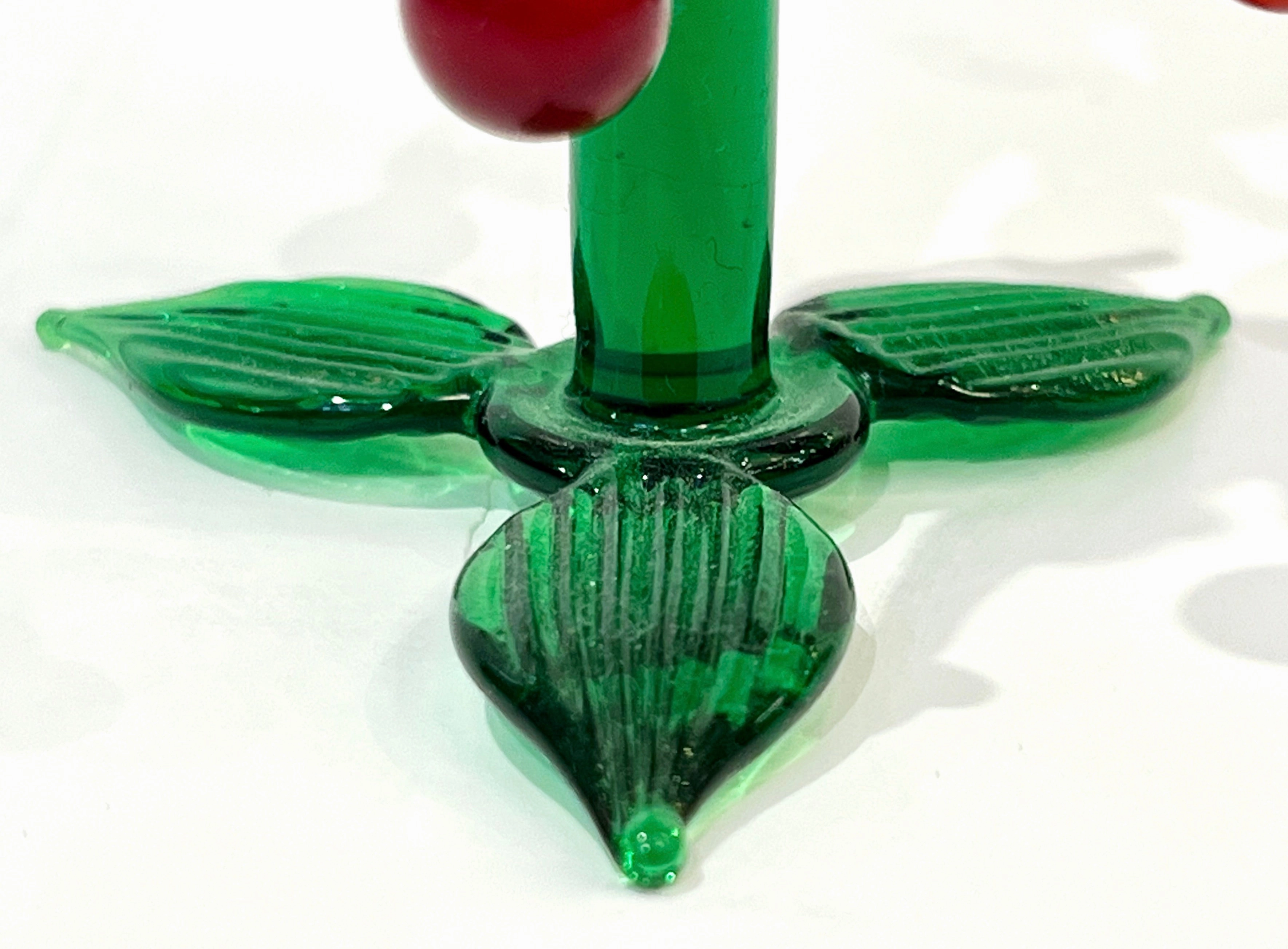 Contemporary Italian Green Murano Glass Christmas Tree Sculpture with ornaments