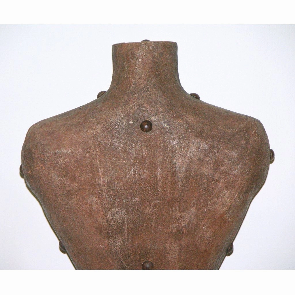 Contemporary Italian Sculpture of a Modern Bust in Brown Terracotta with Keyholes