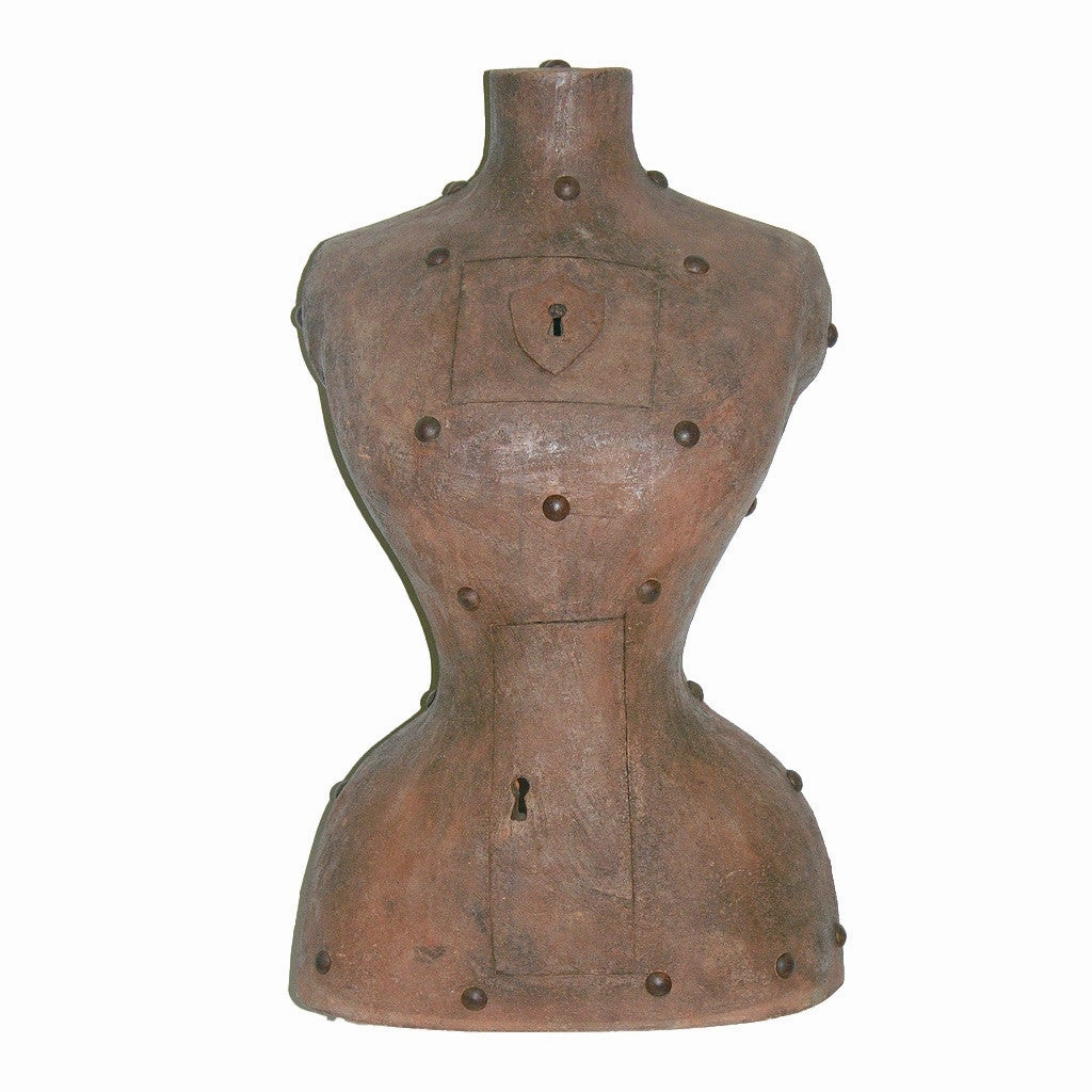 Contemporary Italian Sculpture of a Modern Bust in Brown Terracotta with Keyholes 