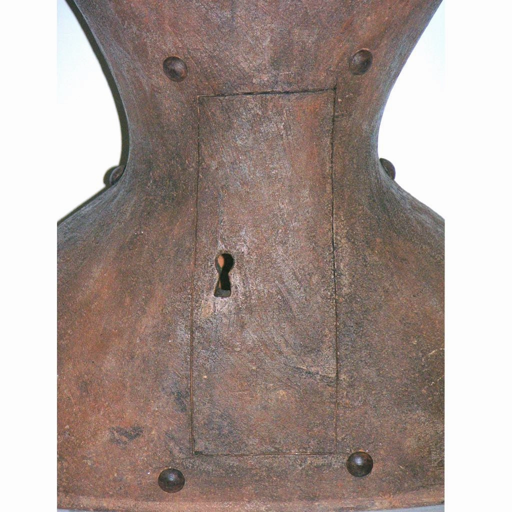 Contemporary Italian Sculpture of a Modern Bust in Brown Terracotta with Keyholes