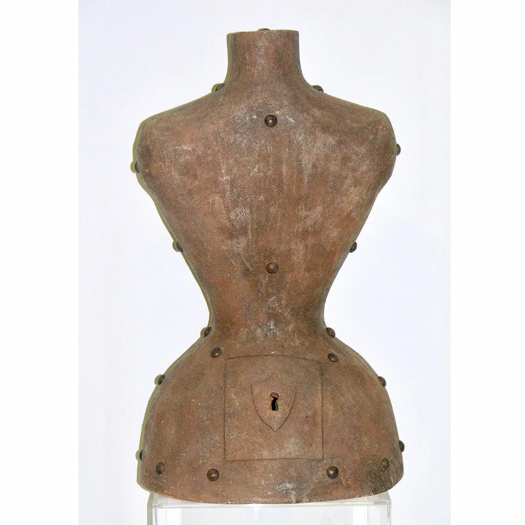 Contemporary Italian Sculpture of a Modern Bust in Brown Terracotta with Keyholes