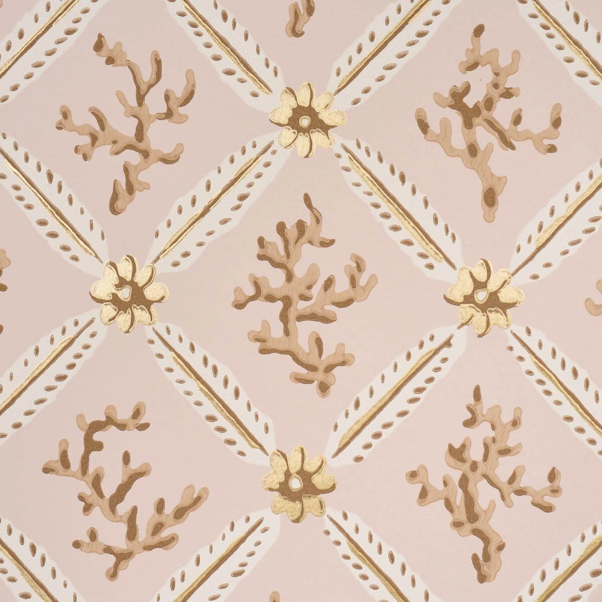 Corail Leaf Trellis Wallpaper