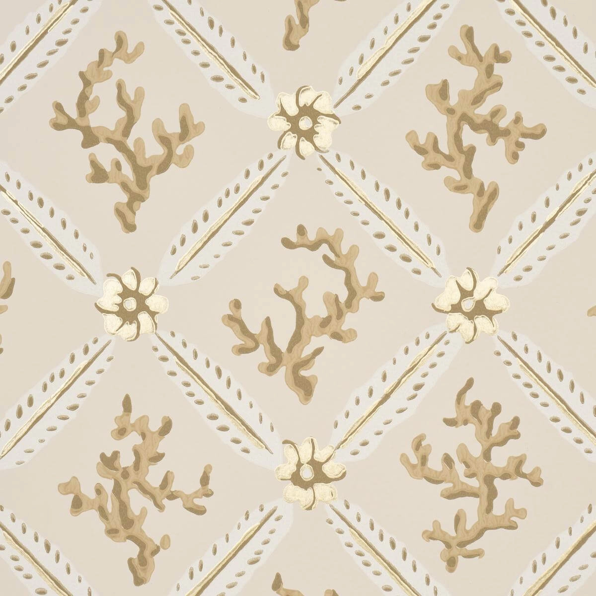 Corail Leaf Trellis Wallpaper