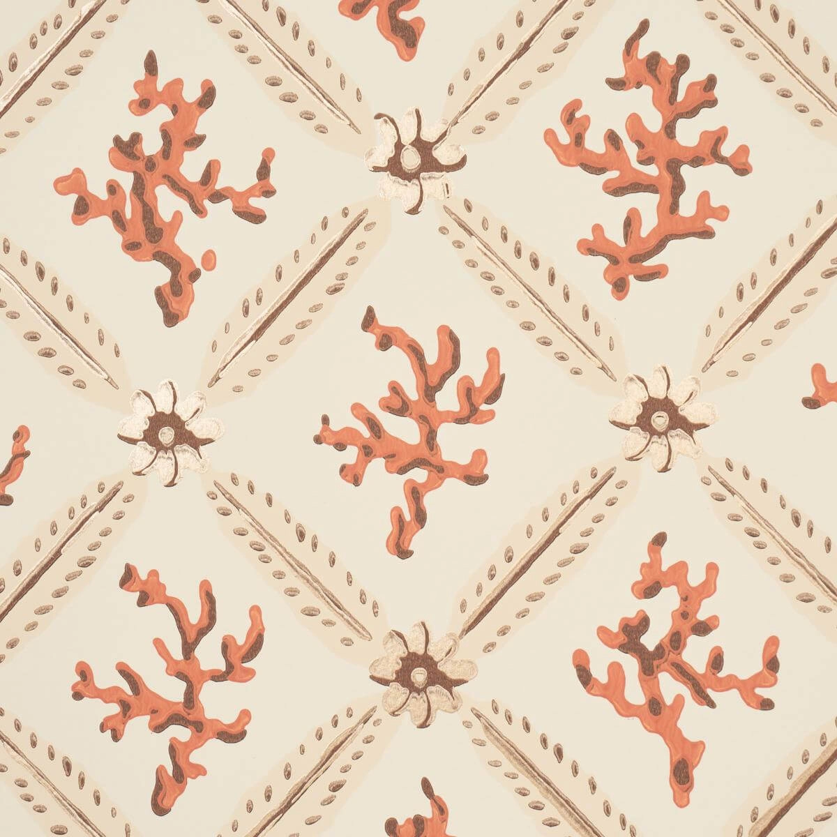 Corail Leaf Trellis Wallpaper