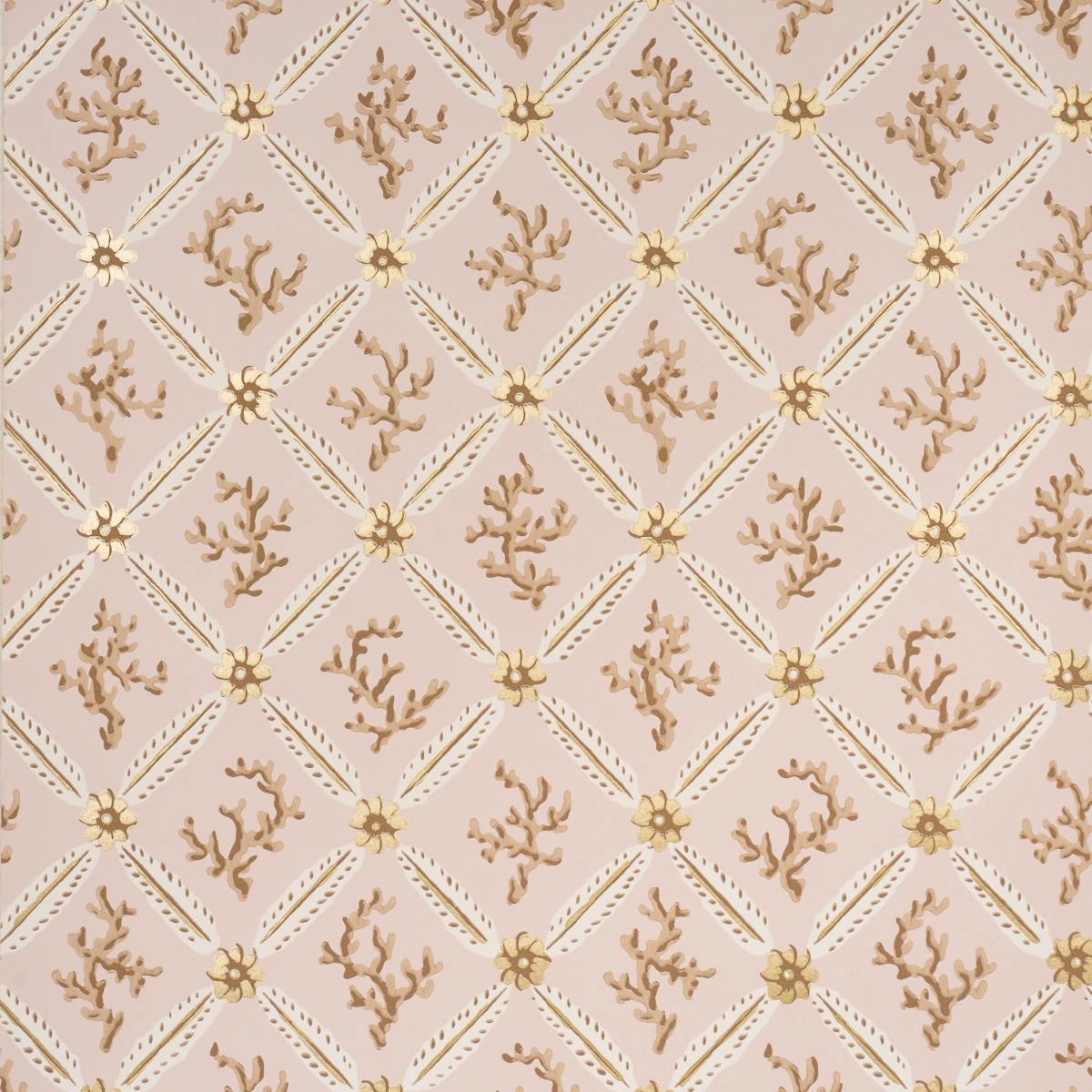 Corail Leaf Trellis Wallpaper