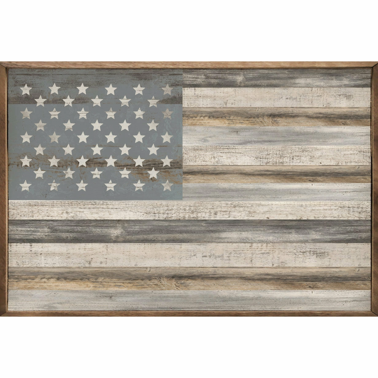 Cottage American Flag Wood Framed Print 