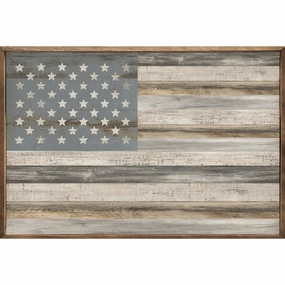 Cottage American Flag Wood Framed Print 