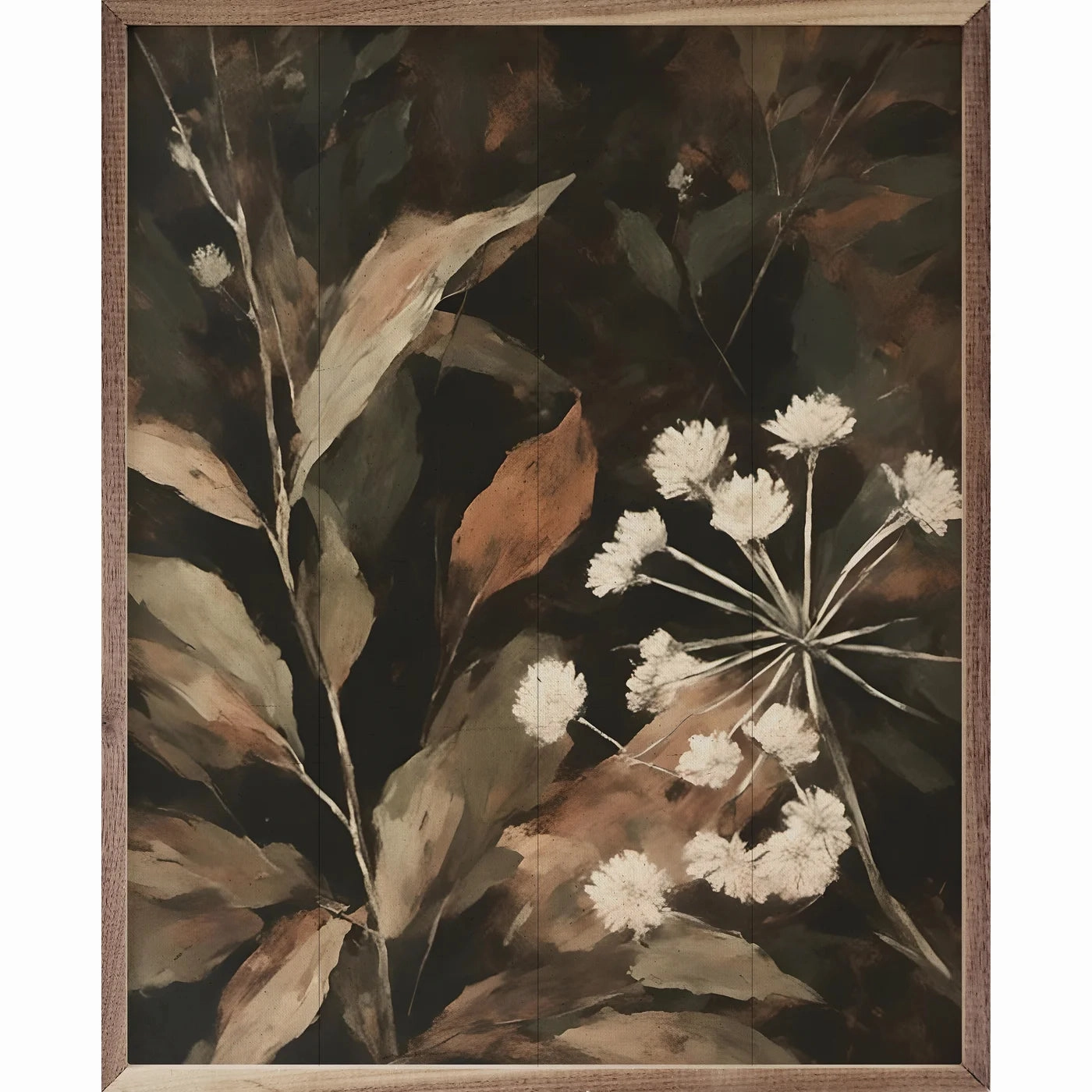 Cream Florals Wood Framed Print 