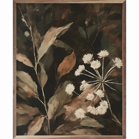 Cream Florals Wood Framed Print 
