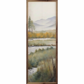 Creek With Tall Trees Wood Framed Print 