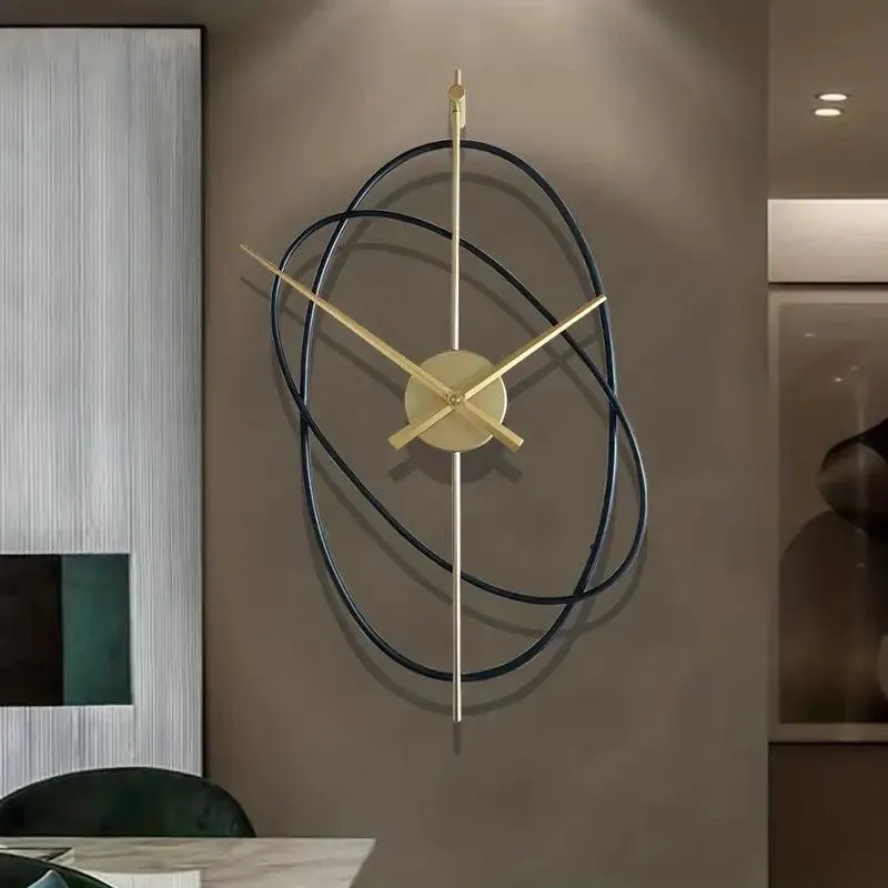 CRISS CROSS BLACK AND GOLD WALL CLOCK