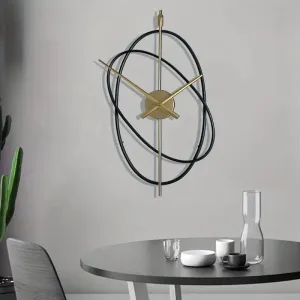 CRISS CROSS BLACK AND GOLD WALL CLOCK 