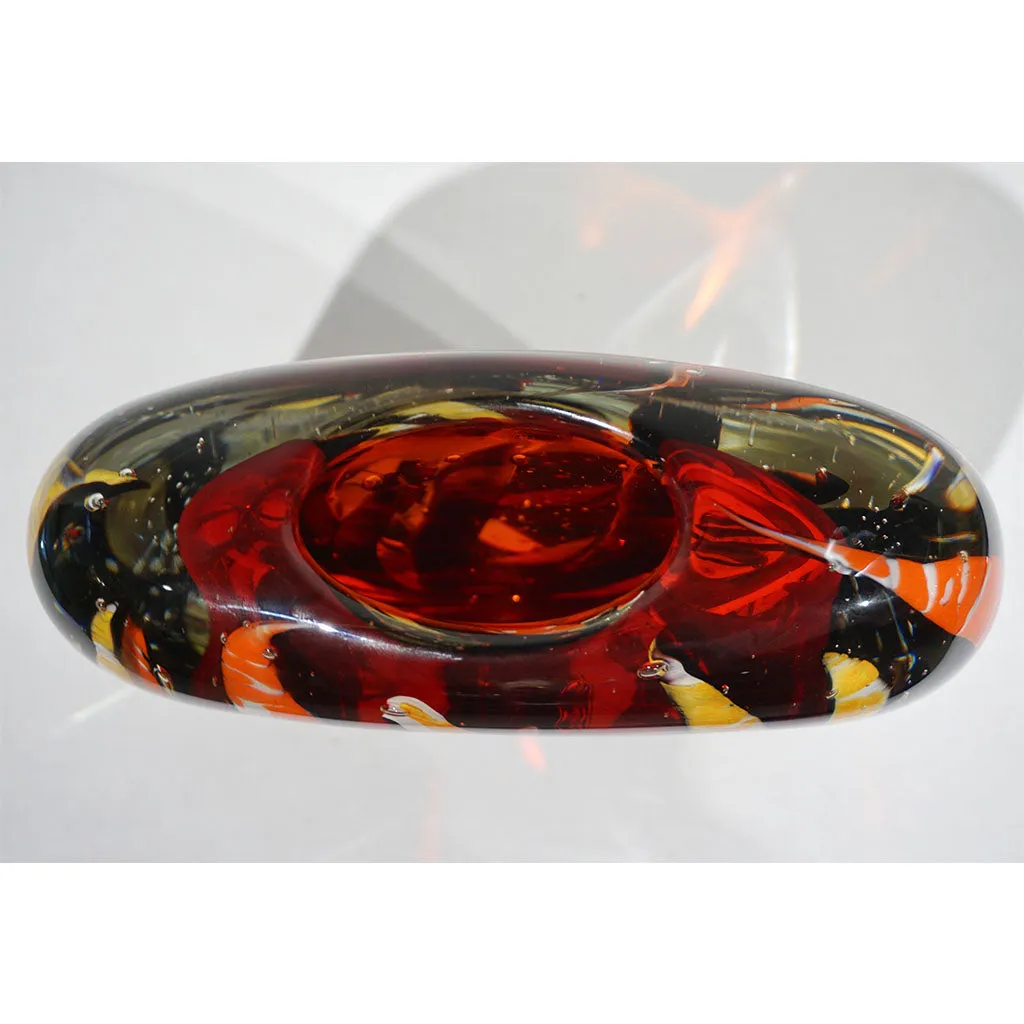 Cristian Onesto 2000s Crystal Black Red Cream White Murano Glass Organic Vase