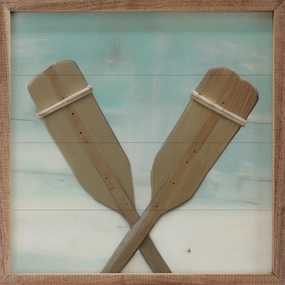Crossed Oars Wood Framed Print 