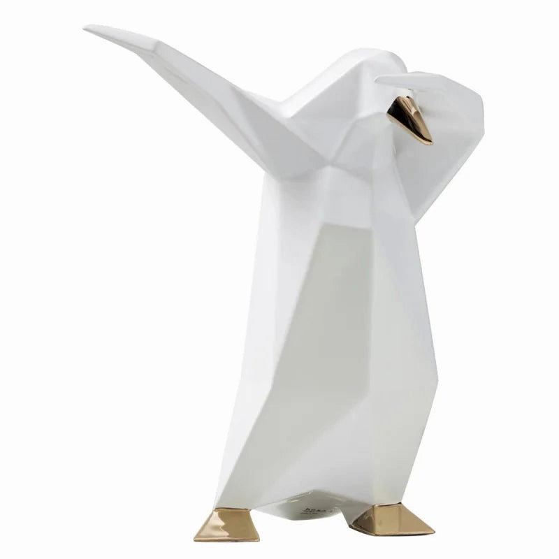 Dab Penguin - Sculpture Glossy White / Gold 