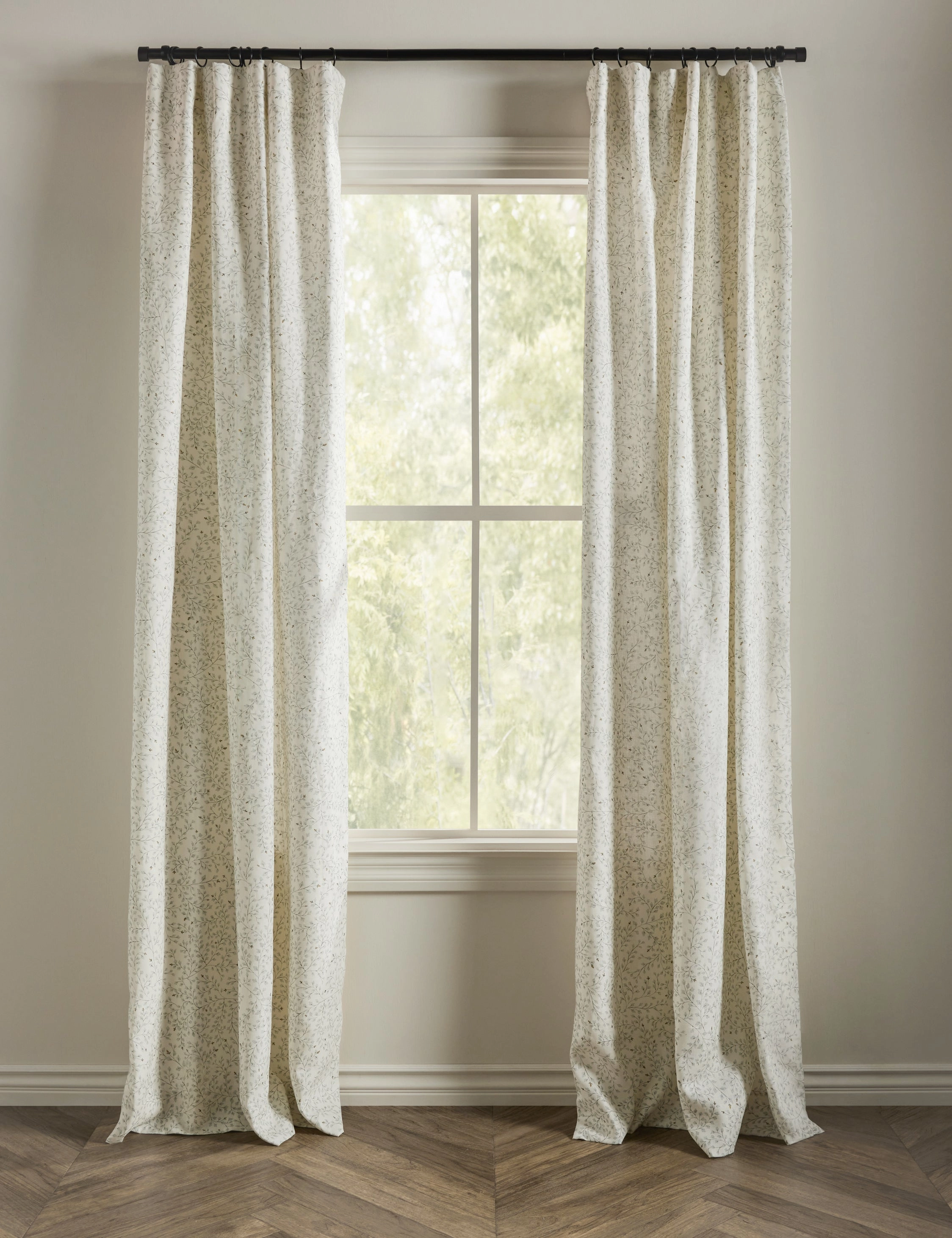 Dainty Leaves Linen Curtain Panel by Rylee   Cru