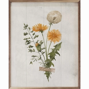 Dandelion Bouquet Wood Framed Print 
