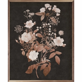Dark Vintage Floral 3 By Nina Blue Wood Framed Print 