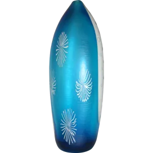 Davide Dona Aqua Blue and White Textured Murano Glass Grand Vase 