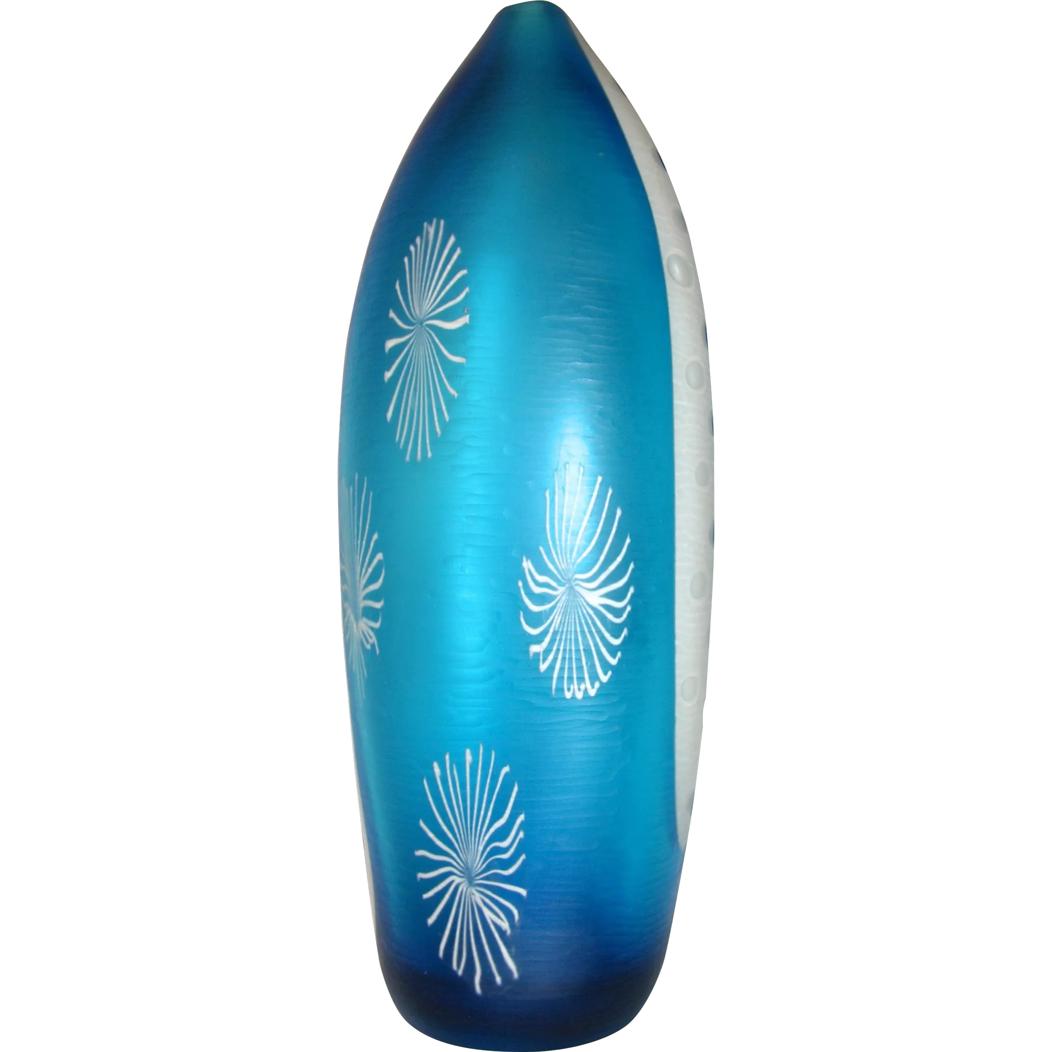 Davide Dona Aqua Blue and White Textured Murano Glass Grand Vase 
