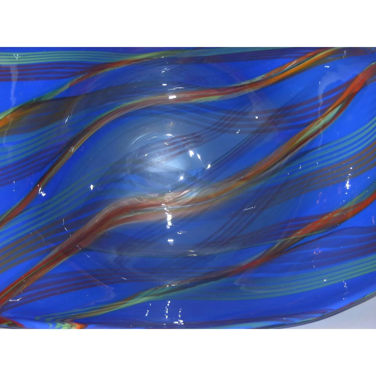 Davide Dona Blown Murano Glass Vase in Blue with Colored Murrine