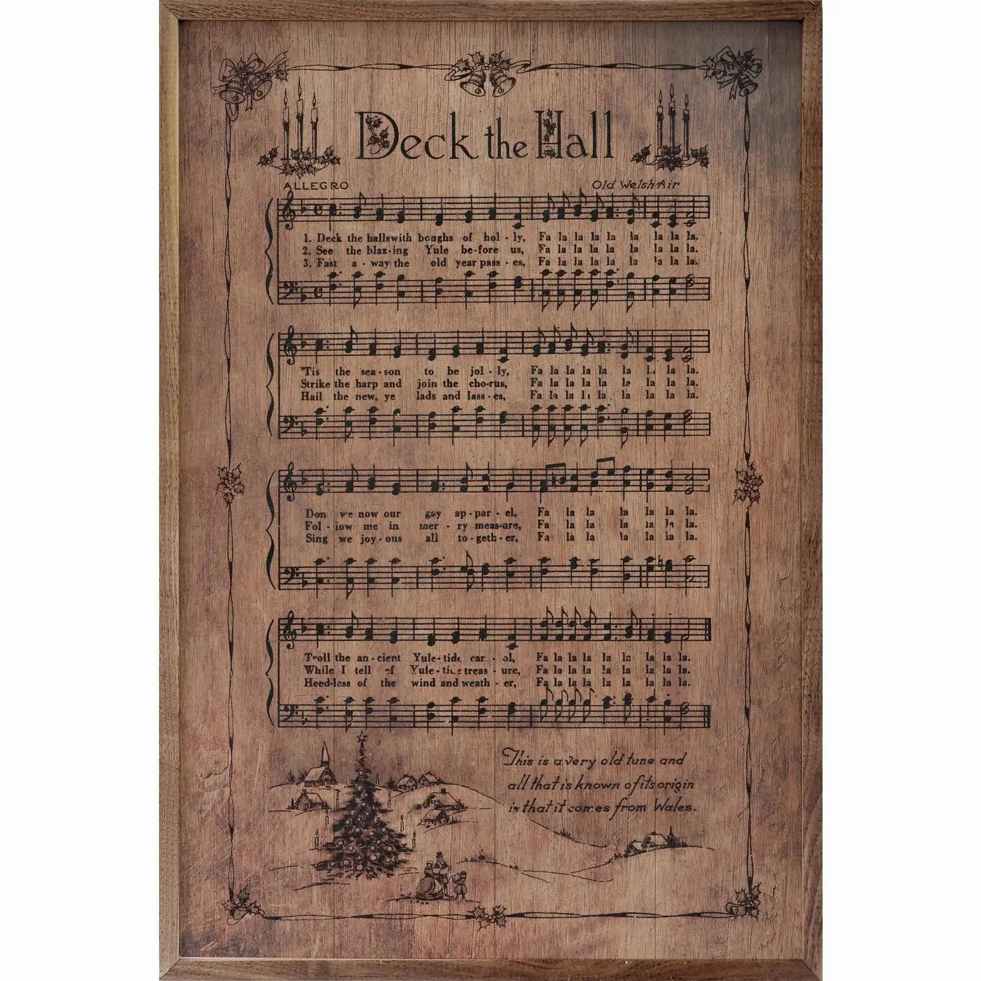Deck The Halls Tea Stained Rustic Wood Framed Print 