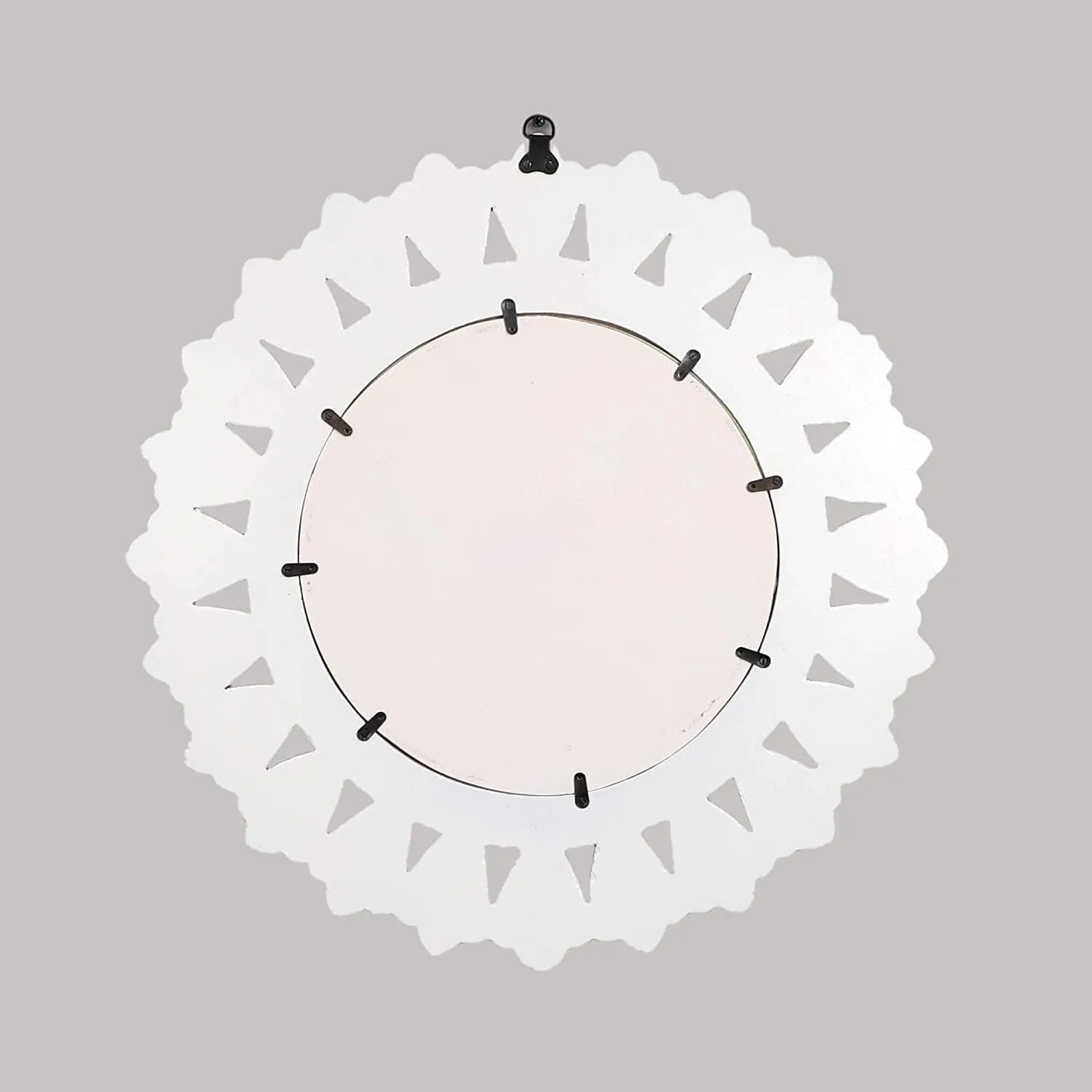 Decorative and Hand Crafted Wooden Wall Mirror in Duco White Finish - 20 x 20"