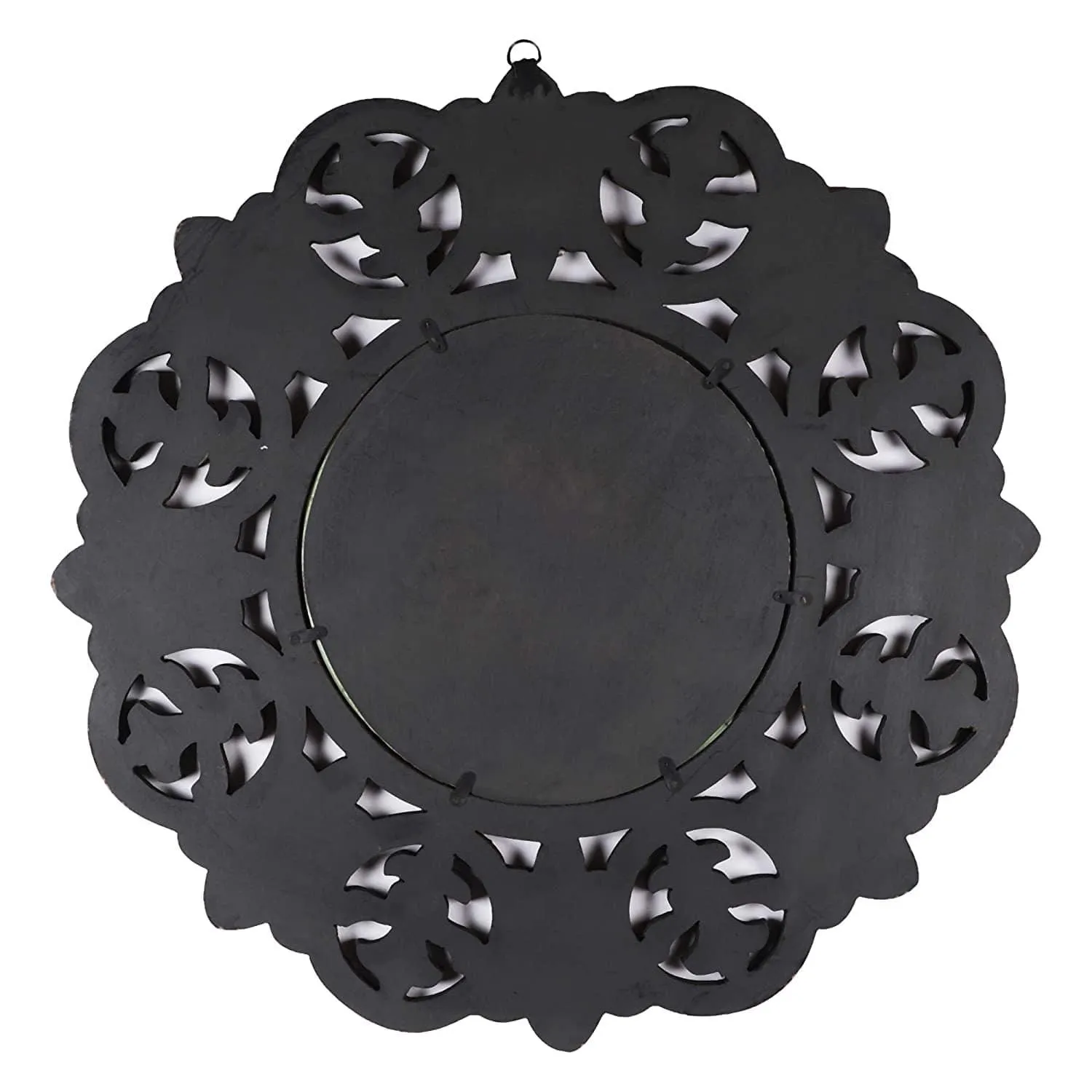 Decorative Hand Crafted Engineered Wooden Round Wall Mount Mirror Frame in Antique Gold Finish (Model: TUS-MR-50, Gold, Medium, 24 x24)