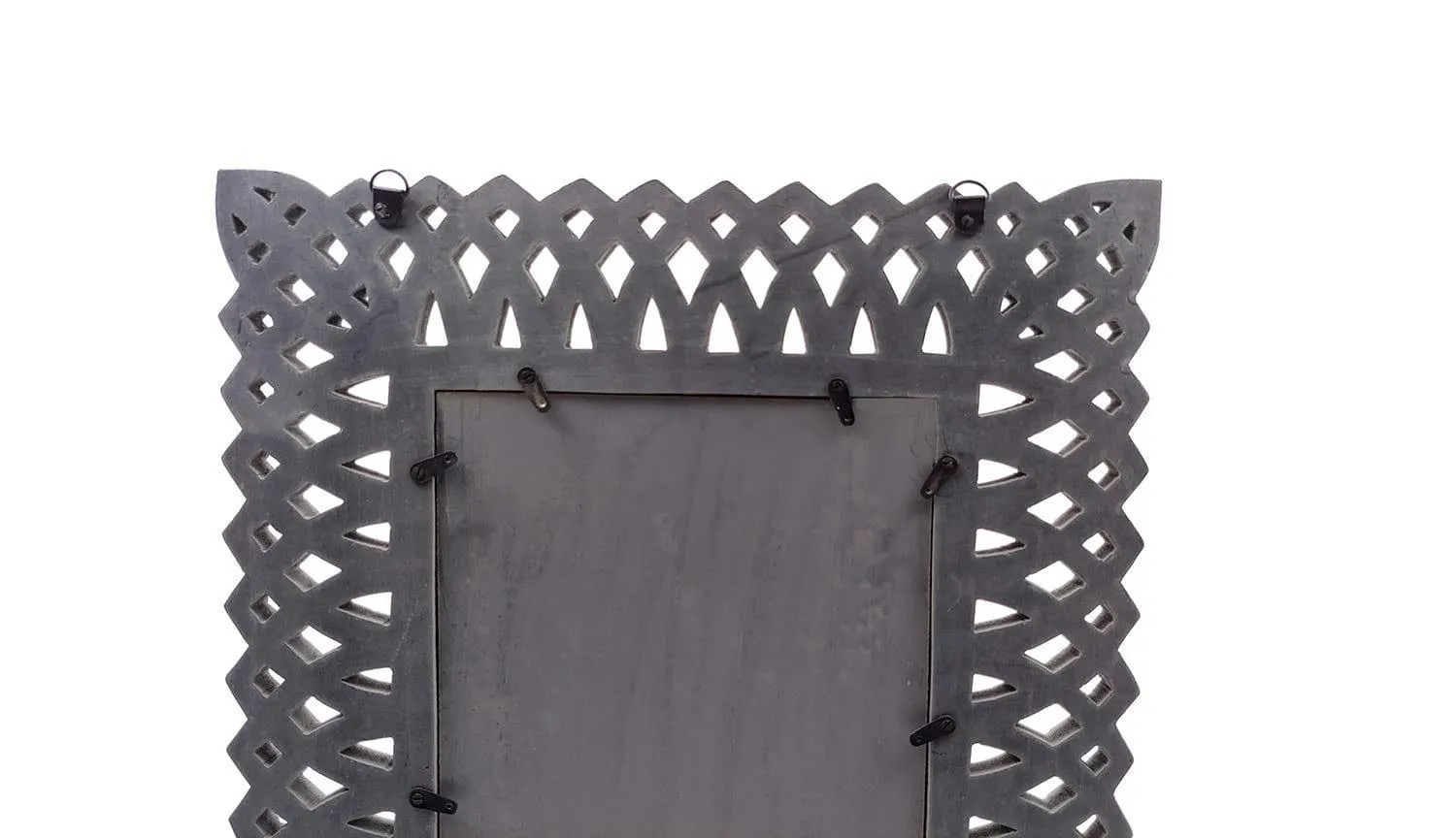 Decorative Hand Crafted Engineered Wooden Wall Mount Mirror Frame in Distressed Grey Finish - 20x16 Inch