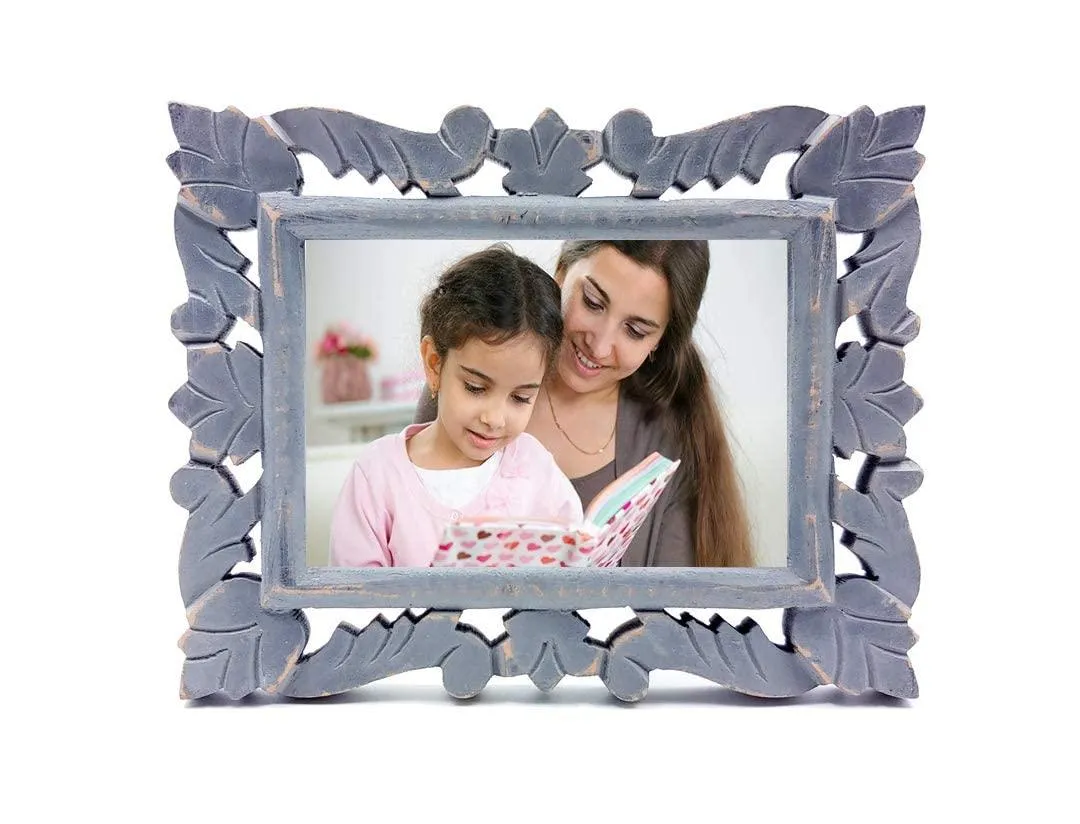 Decorative Handcrafted Wooden Photo Frame for Home Dcor, Living Room (Rustic Grey, 21.5 cm x 16.5 cm x 1.5 cm)