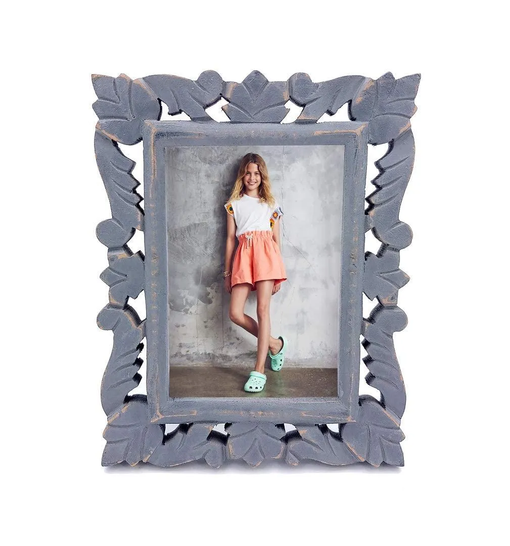 Decorative Handcrafted Wooden Photo Frame for Home Dcor, Living Room (Rustic Grey, 21.5 cm x 16.5 cm x 1.5 cm)