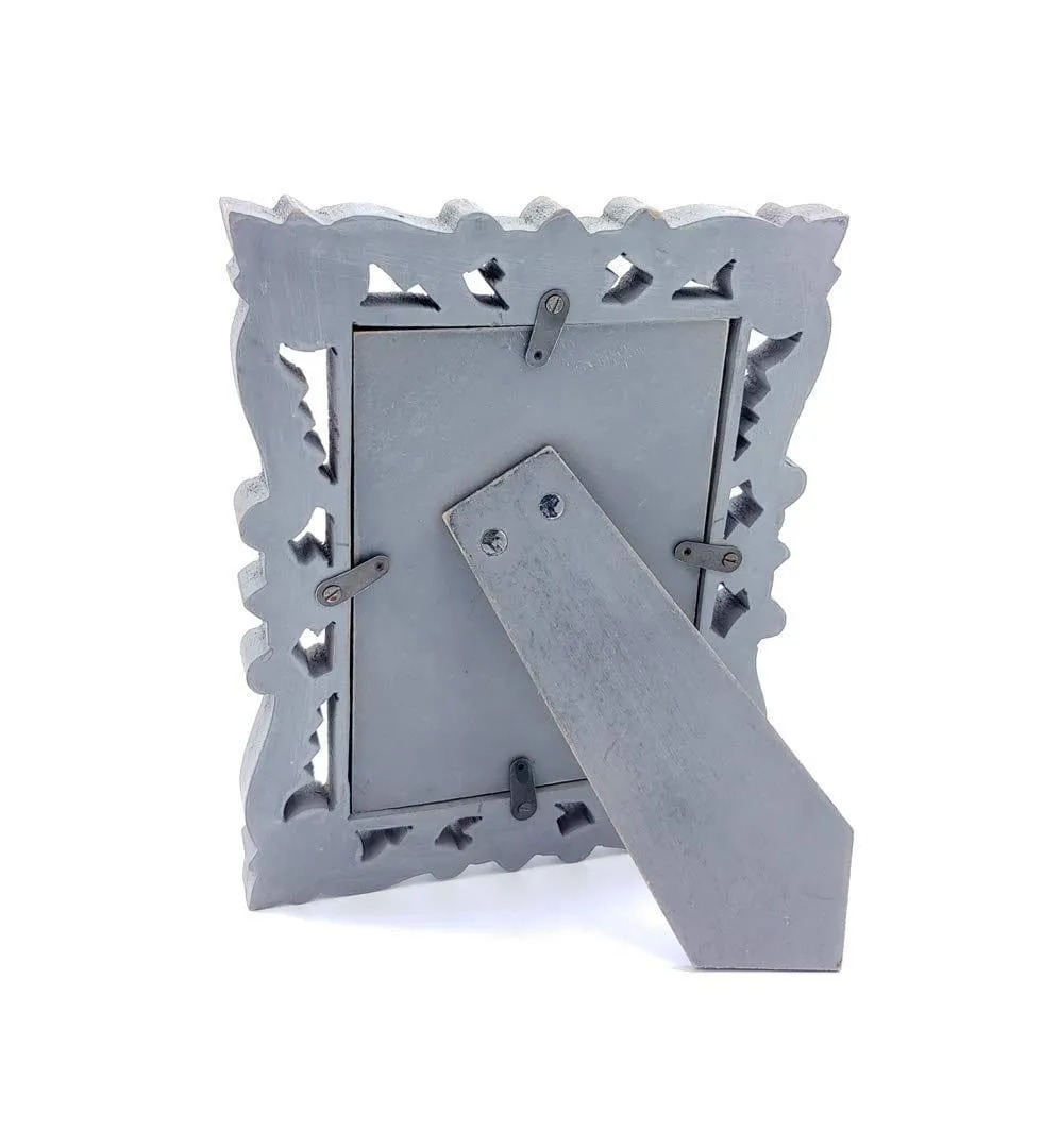 Decorative Handcrafted Wooden Photo Frame for Home Dcor, Living Room (Rustic Grey, 21.5 cm x 16.5 cm x 1.5 cm)