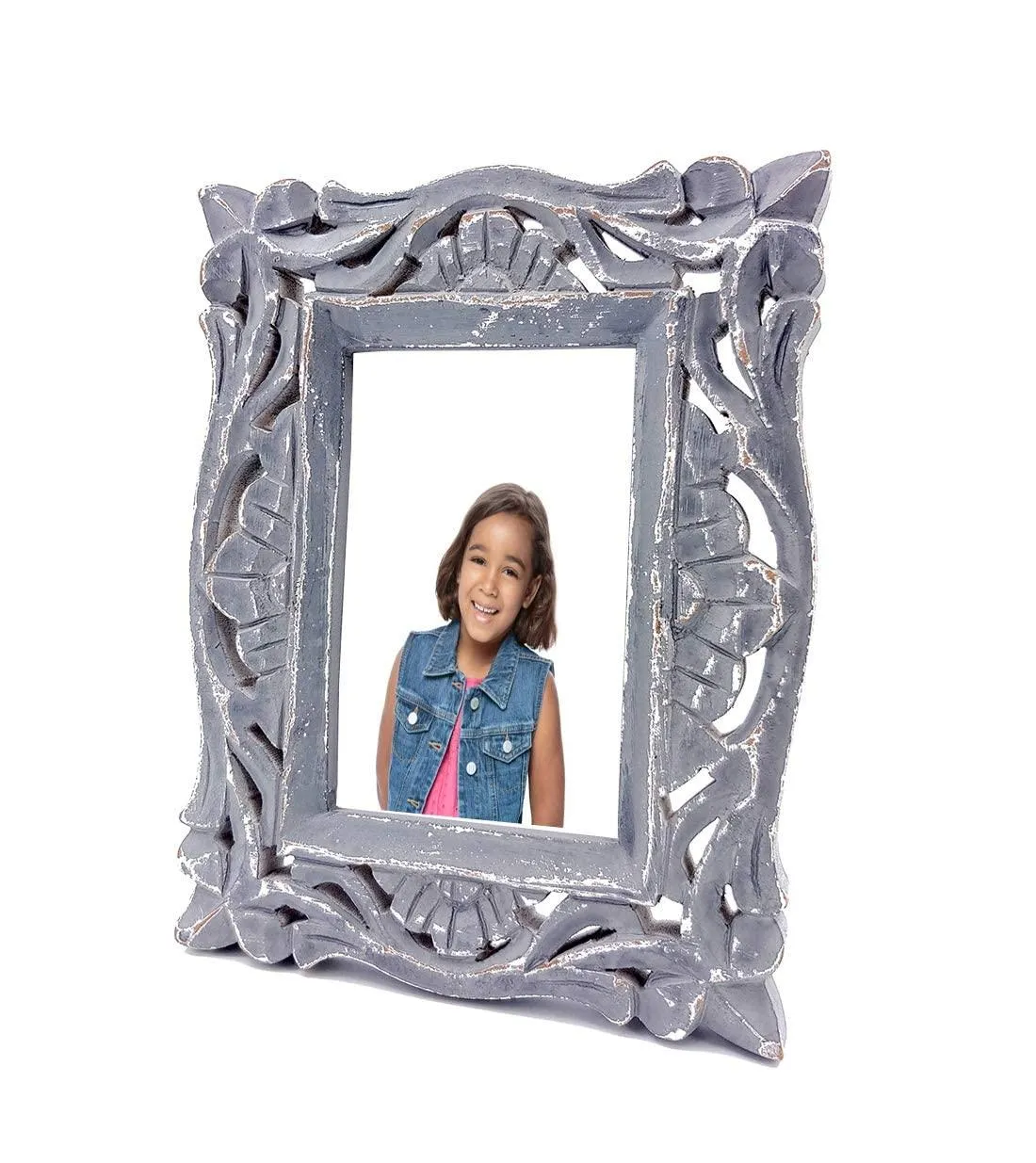 Decorative Handcrafted Wooden Photo Frame (Multicolor, 23.5 cm x 18.5 cm x 2 cm)