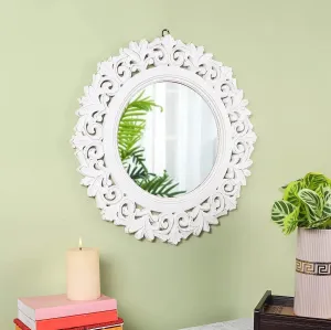 Decorative Wall Mirror for Bathroom, Living Room, White, AHMR71, 50 cm x 50 cm x 2 cm 