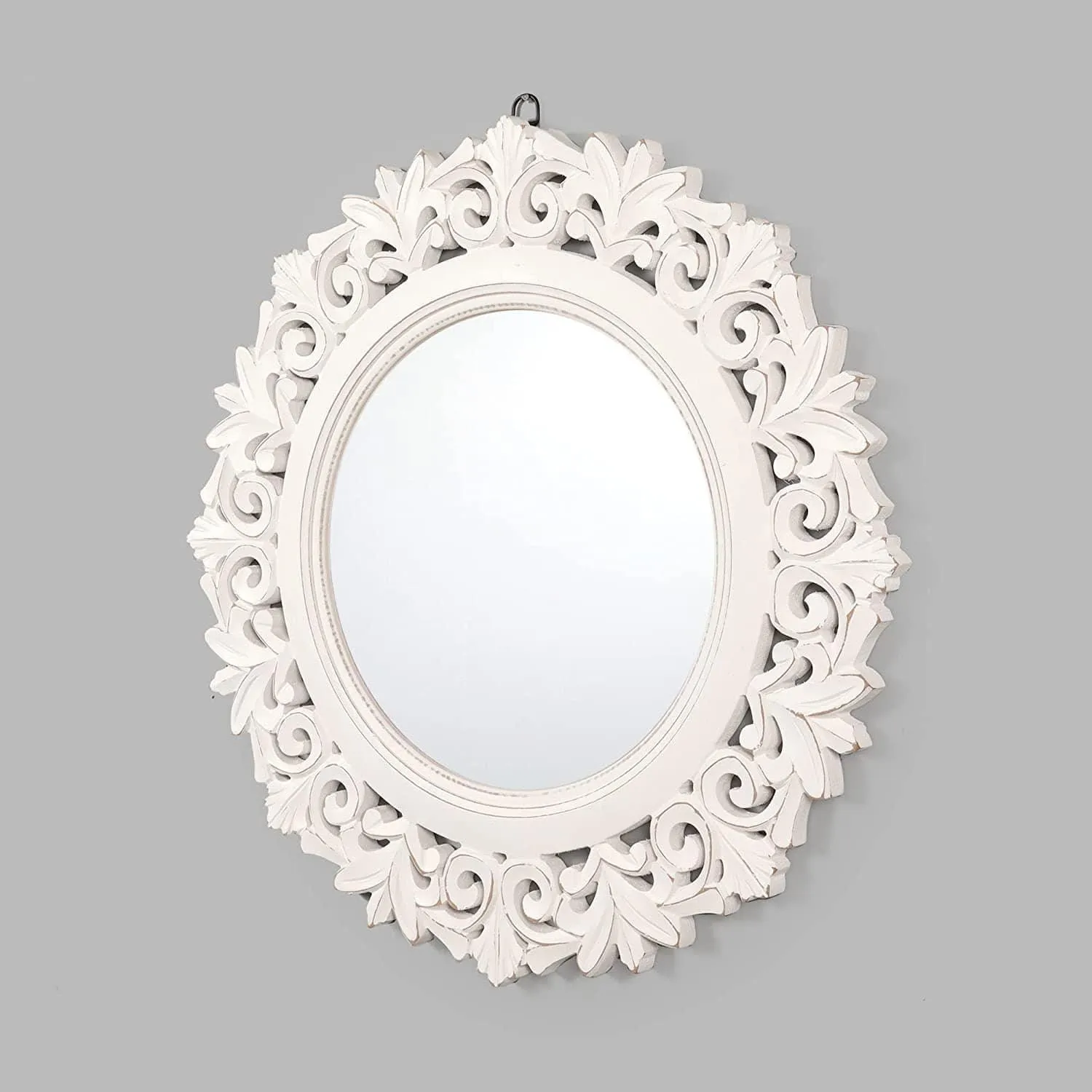 Decorative Wall Mirror for Bathroom, Living Room, White, AHMR71, 50 cm x 50 cm x 2 cm