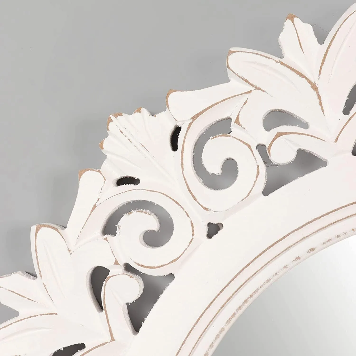 Decorative Wall Mirror for Bathroom, Living Room, White, AHMR71, 50 cm x 50 cm x 2 cm