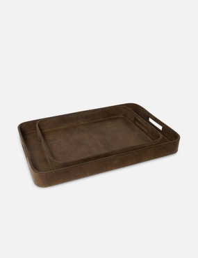 Derby Rectangular Leather Trays (Set of 2) by Regina Andrew 