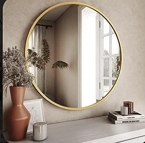 Designer Metal Golden Wall Mirror 24 inch