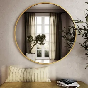 Designer Metal Golden Wall Mirror 24 inch 