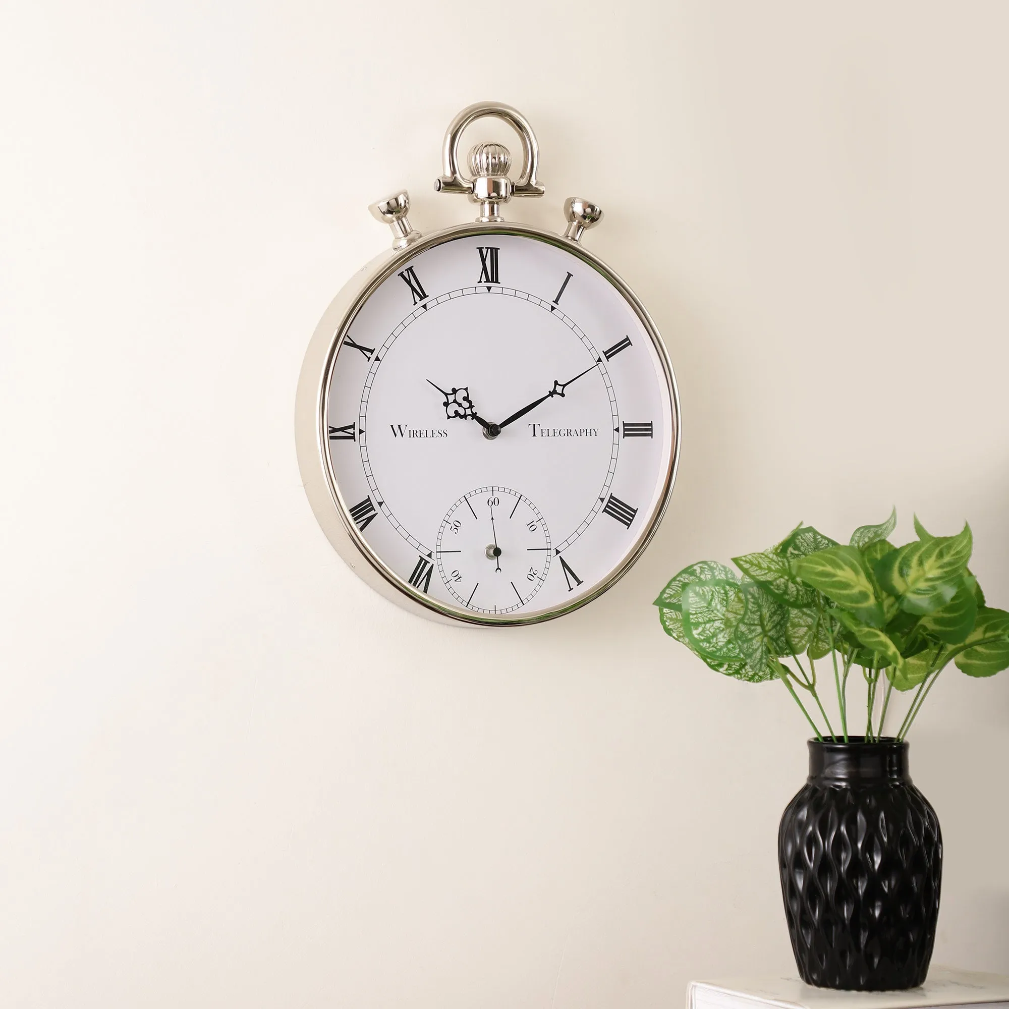 Deviating Seconds Silver Wall Clock 