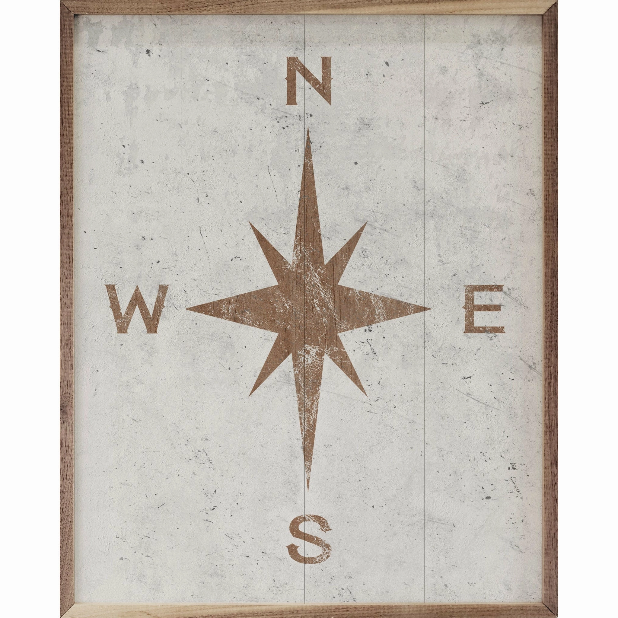 Distressed Compass Wood Framed Print 