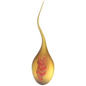 Dona Italian Modern Art Glass Amber Sculpture Vase with Red and Blue Murrine 