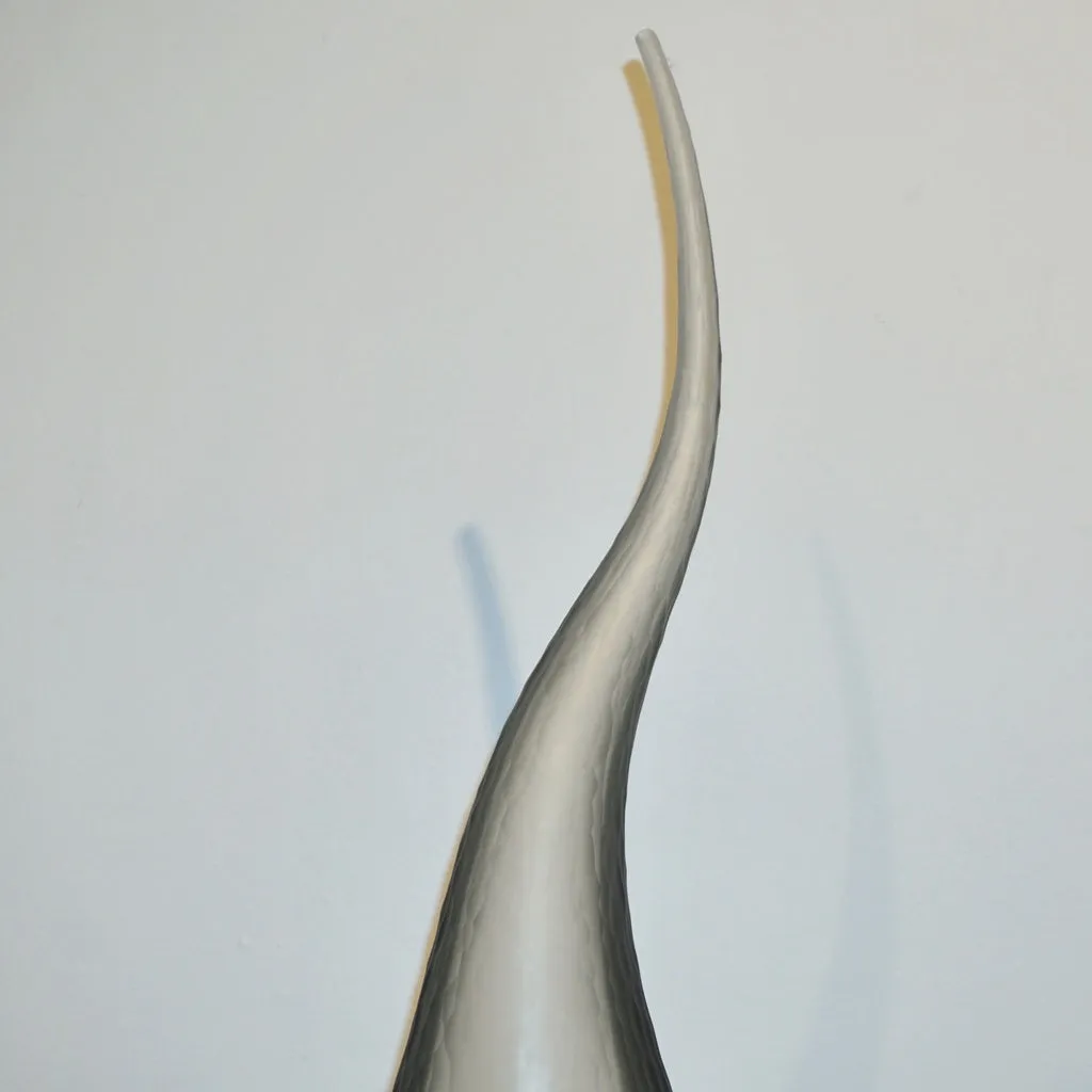Dona Modern Art Glass Smoked Gray Sculptural Vase with Red and Yellow Murrine