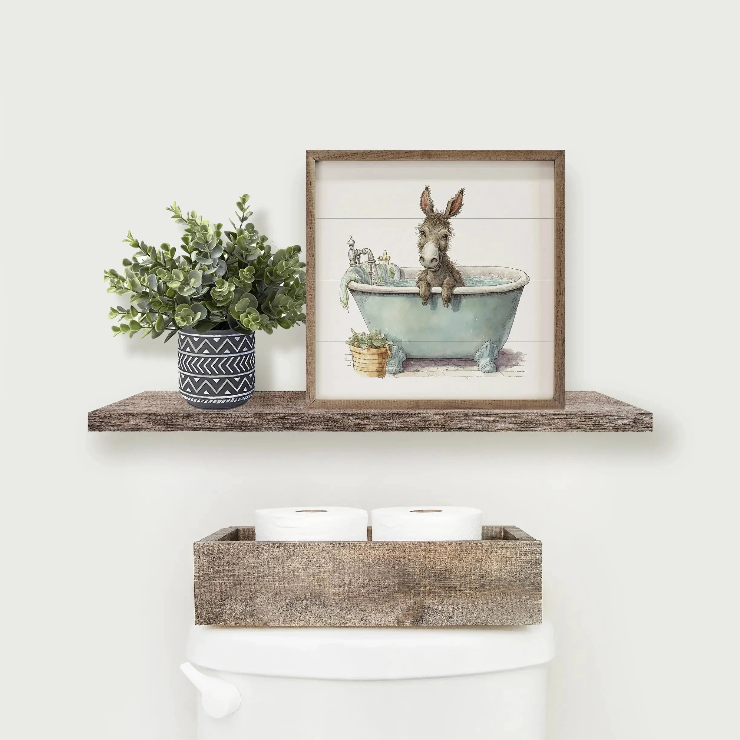 Donkey Green Tub Wood Framed Print